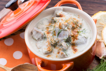 turkish traditional tripe soup; iskembe corbasi and offal soup