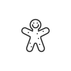 Gingerbread line icon. linear style sign for mobile concept and web design. Cookie man outline vector icon. Symbol, logo illustration. Vector graphics
