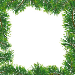 Fototapeta na wymiar Christmas background with fir branches. Vector illustration with frame and copy space