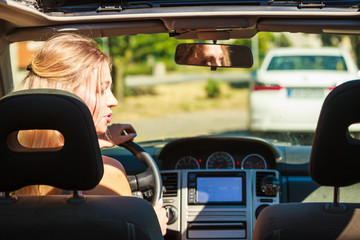 Woman driving car