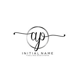 AP Initial handwriting logo with circle template vector.