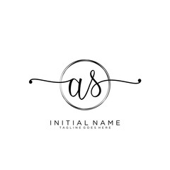 AS Initial handwriting logo with circle template vector.