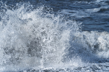 Fototapeta na wymiar Sea wave off the coast. Splashing water