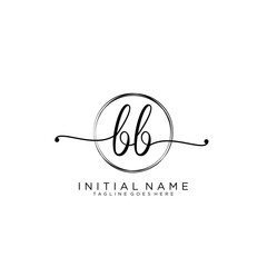 BB Initial handwriting logo with circle template vector.
