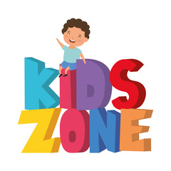 cute little boy with kids zone words