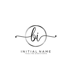 BI Initial handwriting logo with circle template vector.