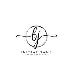 BJ Initial handwriting logo with circle template vector.