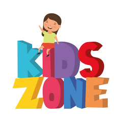 cute little girl with kids zone words
