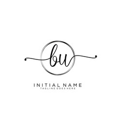 BU Initial handwriting logo with circle template vector.