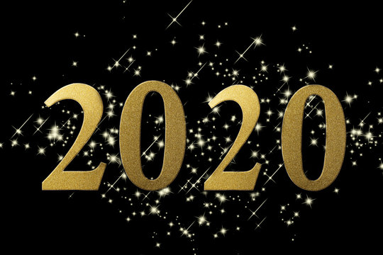 2020 Sparkling gold numbers on black