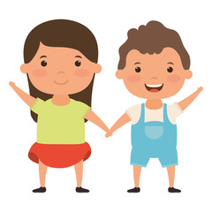 cute little kids couple comic characters