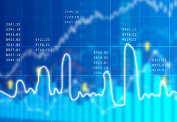 stock market finance graph background with abstract Growth graph chart. 2d illustration.