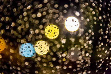 Bokeh of light with water drop