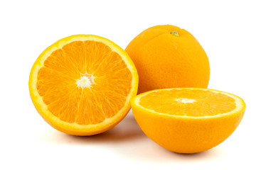 Fresh navel oranges isolated on white background. Save with clipping path.