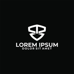 Initial letter M or T V logo template with modern shield flat design illustration