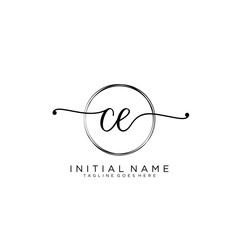 CE Initial handwriting logo with circle template vector.