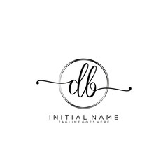 DB Initial handwriting logo with circle template vector.