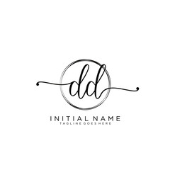 DD Initial handwriting logo with circle template vector.