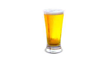 lager small cold beer glass in isolated white background with clipping path