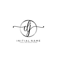 DJ Initial handwriting logo with circle template vector.