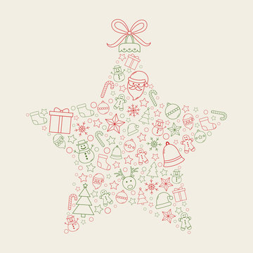 Christmas star on white background. Xmas decoration. Vector