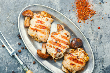 Chicken roll with mushrooms