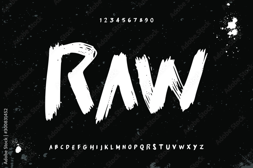 Canvas Prints raw brush stroke handwritten alphabet vector sans serif font design