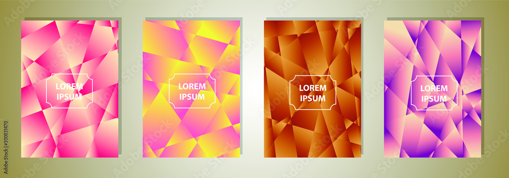 Poster set of colorful polygonal vector eps 10 illustration gradient background texture. simply geometric p