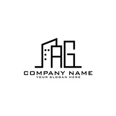 Letter AG With Building For Construction Company Logo