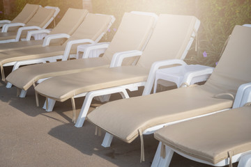Sunbeds to relax by the pool