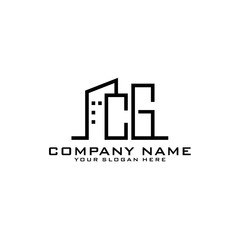 Letter CG With Building For Construction Company Logo