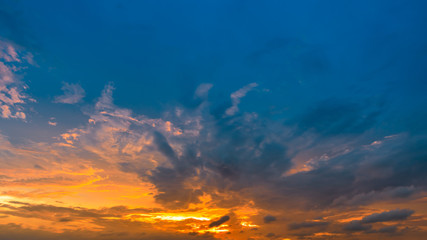 Beautiful sky and colorful clouds at sunset