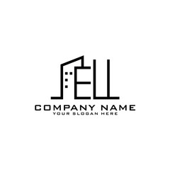 Letter EU With Building For Construction Company Logo