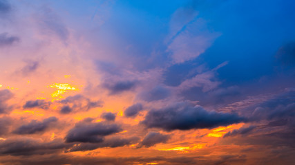 Beautiful sky and colorful clouds at sunset
