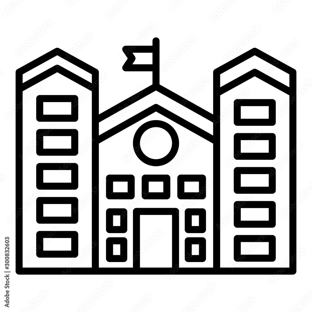 Poster university building icon. outline university building vector icon for web design isolated on white b