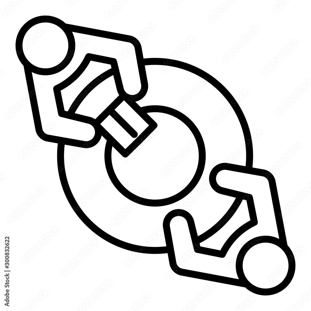 Poster two people at the round table icon. outline two people at the round table vector icon for web design