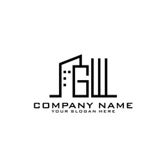 Fototapeta premium Letter GW With Building For Construction Company Logo