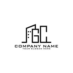Letter GC With Building For Construction Company Logo