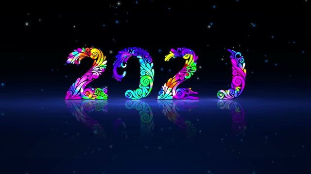 New Year 2020 Animation. Hand-Drawn Decorative Numbers.