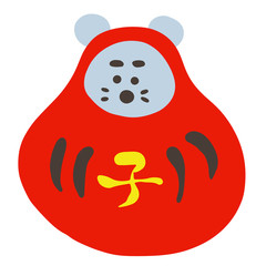 手描きダルマのベクターイラスト素材　可愛い　正月　縁起物