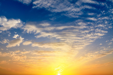 Fototapeta premium Beautiful sky and colorful clouds at sunset
