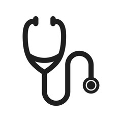 Stethoscope icon flat vector black shape design illustration
