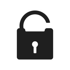 Unlock icon flat vector black shape design illustration