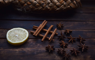 Christmas still life orange cinnamon pocket watch