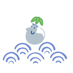 ねずみの手描きイラスト素材　ベクター　子年　2020　年賀状　正月　松竹梅