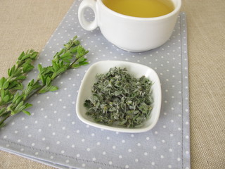 A cup of tea with scotch broom