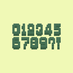 Pixel art retro number symbol set.