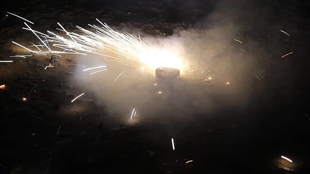 Closeup shot of ground chakra / sangu chakara on the day of deepavali celebration on the night