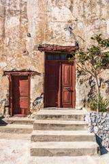 Two doors in the old monastery wall