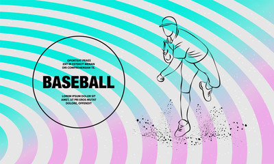 Baseball pitcher throws ball. Vector outline of Baseball player sport illustration.
